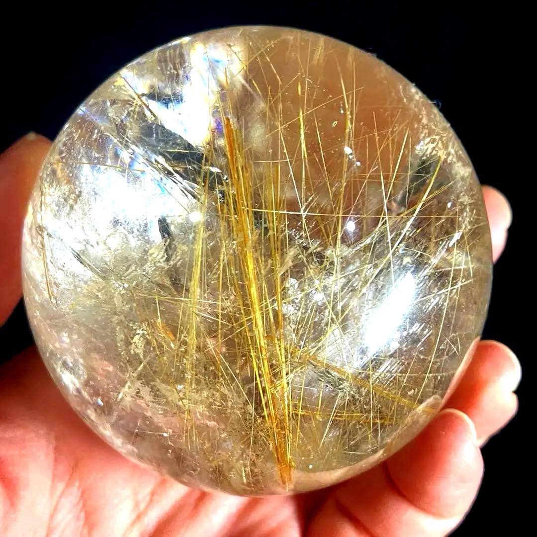 超大玉　65mm ゴールドルチルクォーツ　金針水晶　パワーストーン