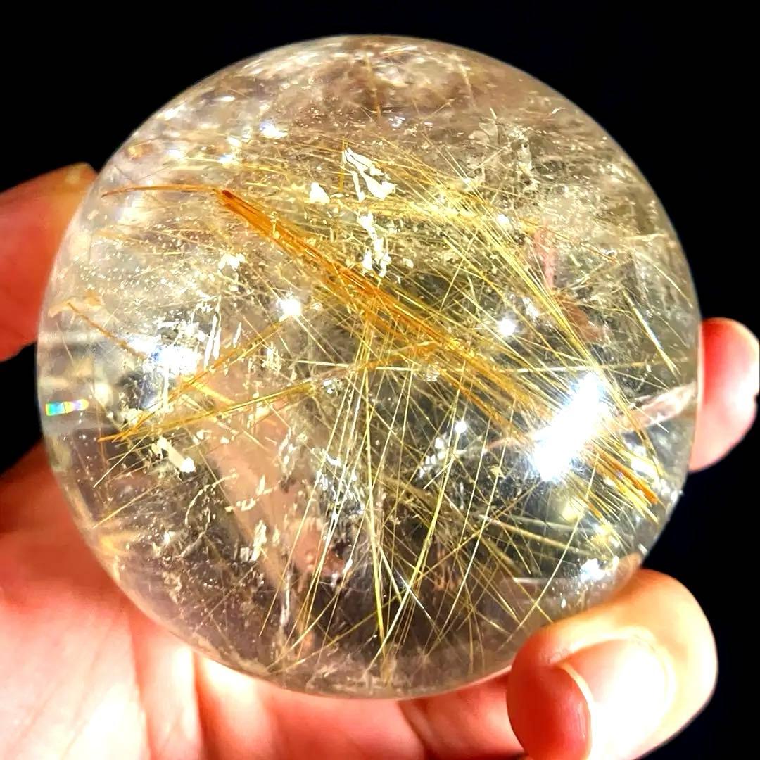 超大玉　65mm ゴールドルチルクォーツ　金針水晶　パワーストーン