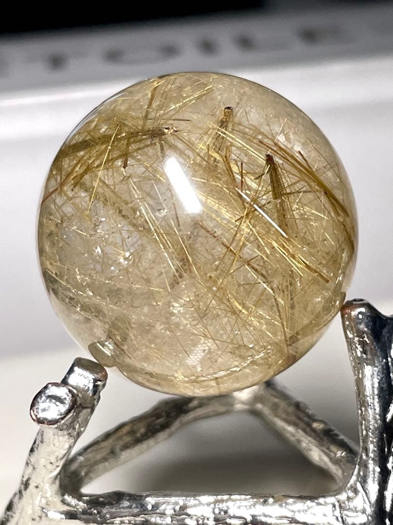 【ゴールドルチルクォーツ】丸玉●スフィア◆金運・仕事運◆天然石◆パワーストーン