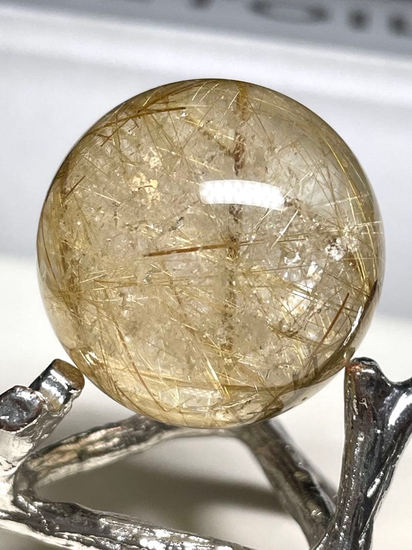 【ゴールドルチルクォーツ】丸玉●スフィア◆金運・仕事運◆天然石◆パワーストーン
