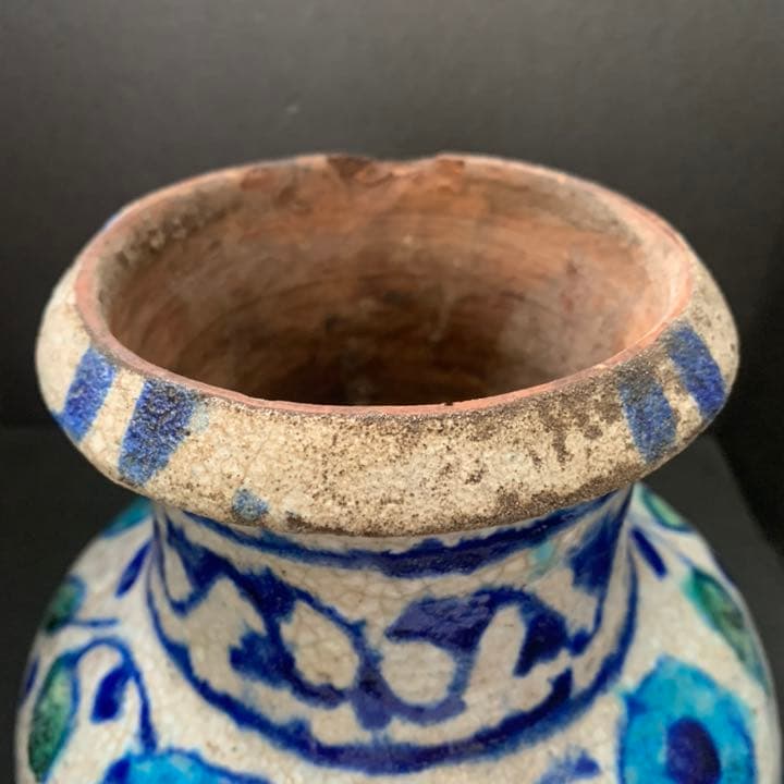 ペルシャ陶器 藍彩壷　ペルシャ　土器　彩文土器　古代土器　須恵器　古陶磁器