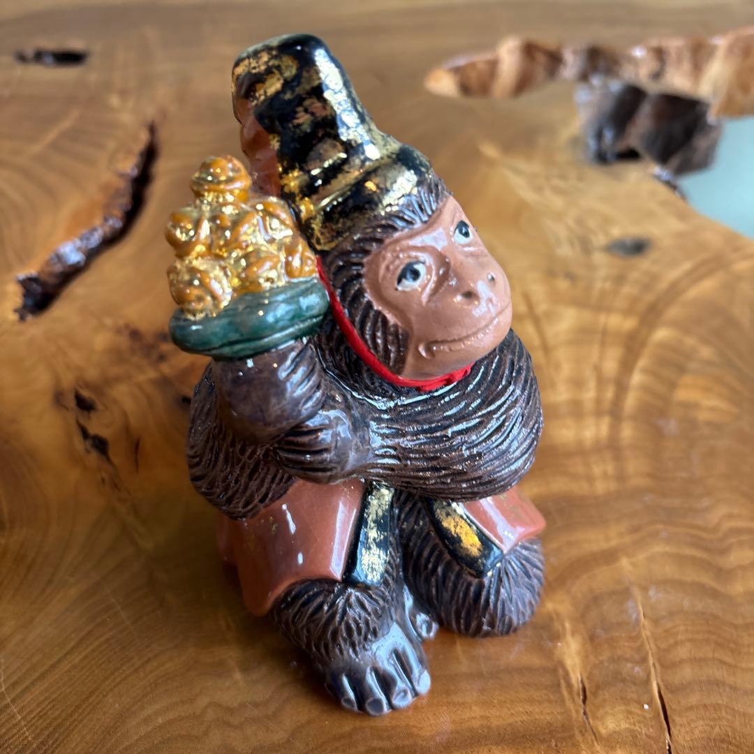 六兵衛窯 干支置物 「申三番」 申年 清水焼 陶芸 たち吉 共箱