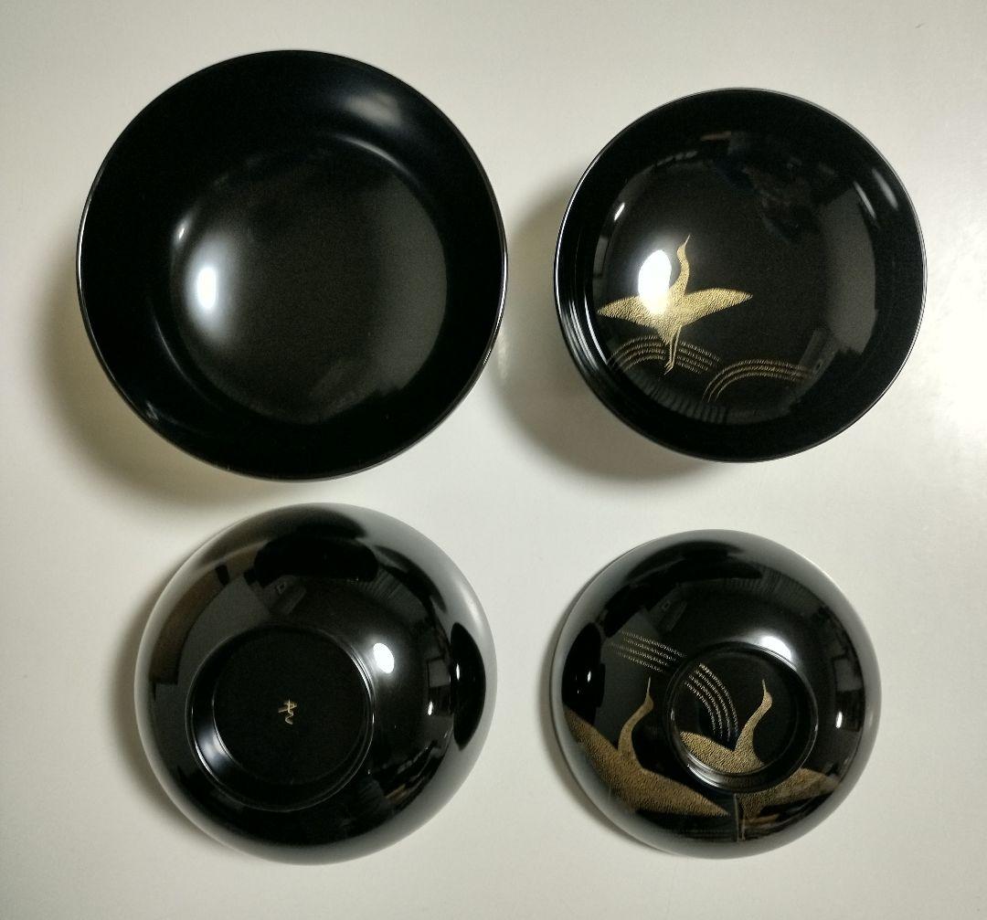 輪島塗　千羽鶴沈金　吸物椀　5客セット　作家もの　 三谷吾一