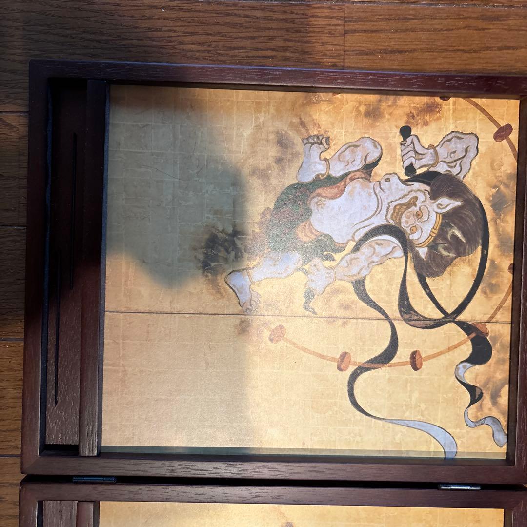 風神雷神図の屏風　ミニチュア