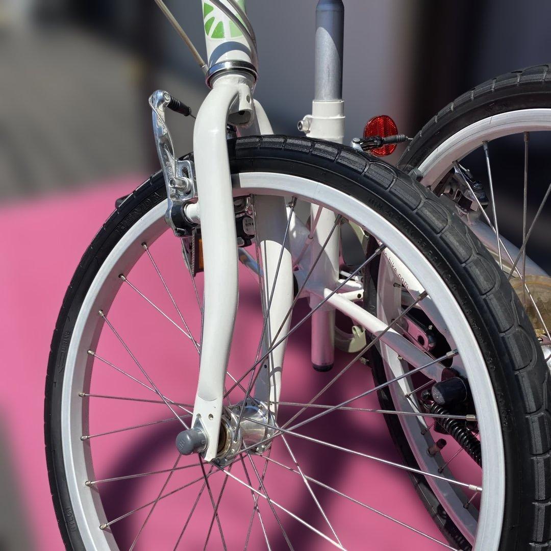 DAHONホワイト折りたたみ自転車20inch ブリヂストン空気入れ付き［美品］