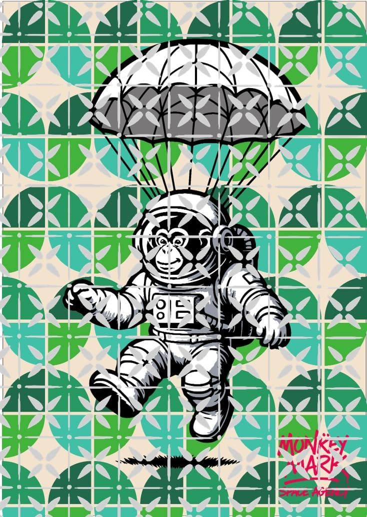 MONKEY MARK パラシュート猿 グラフィックアート A1サイズ