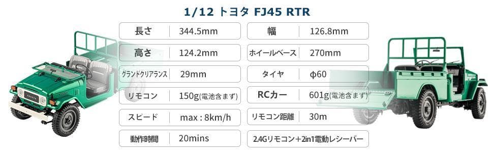 【新品】FMS トヨタ ランドクルーザー FJ45 ピックアップ 1/12
