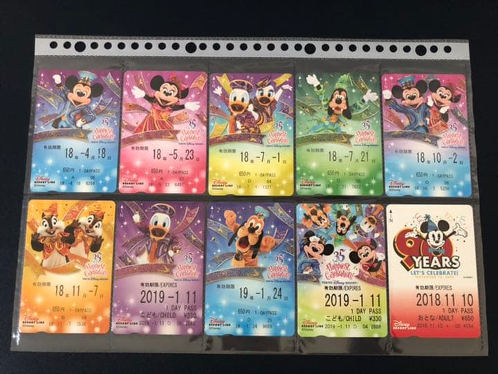 35周年含む【使用済】2018年度 ディズニーリゾートライン 切符 パス リゾラ