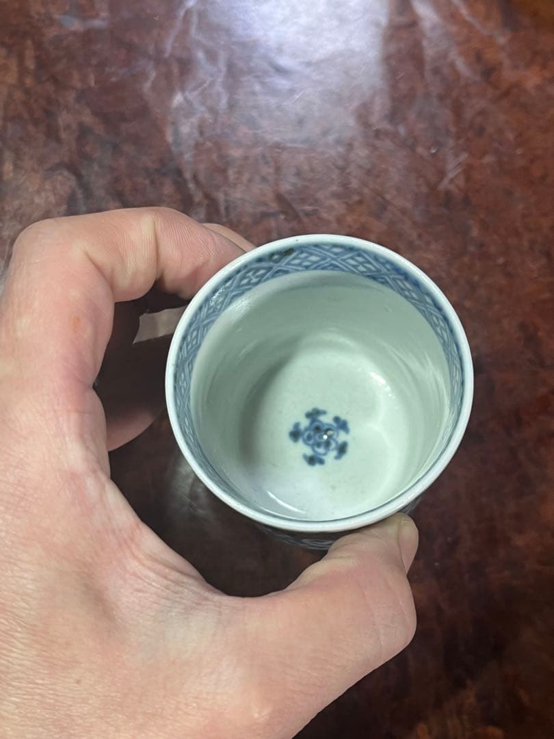 古伊万里　覗き猪口　のぞき猪口　蛸唐草　大振　無傷完品　唐草　民藝　民芸　唐草