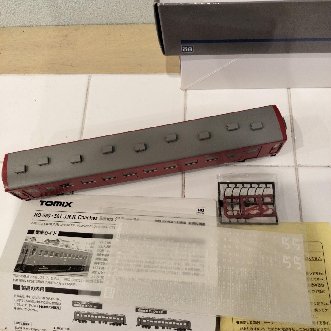 国鉄客車HO-580 ゲージ 赤/グレー 客車模型