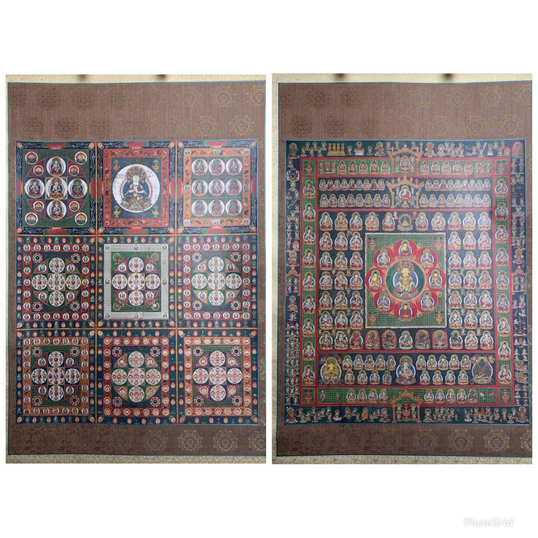 仏教美術 両界曼荼羅 胎蔵界 金剛界 大幅 双幅対 工芸掛軸 仏画883