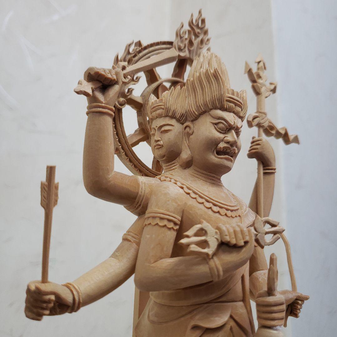 Ｂフライデー蔵出し特価仏像★ヒバ材 三宝荒神像6寸★全高 約35cm