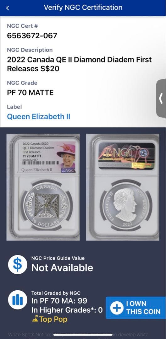 【最高鑑定】2022　カナダ　エリザベス女王　ダイアモンドダイアデム　銀貨