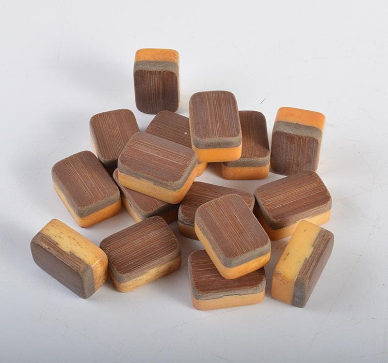 中国　竹嵌　骨牌　背竹牌　麻雀牌　箱付　V　8696