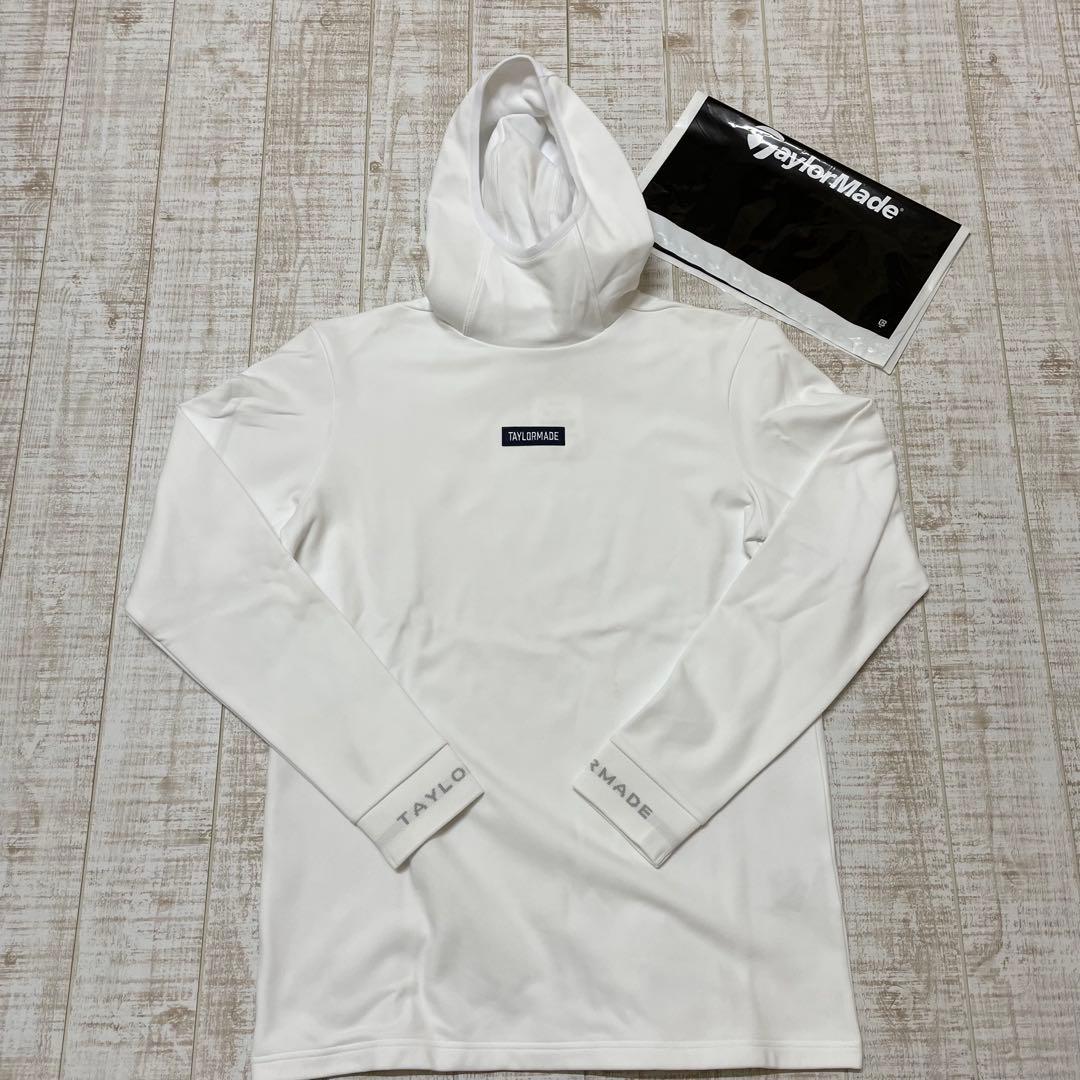 新品 テーラーメイド 長袖 パーカー 保温 胸ロゴ ホワイト Lサイズ