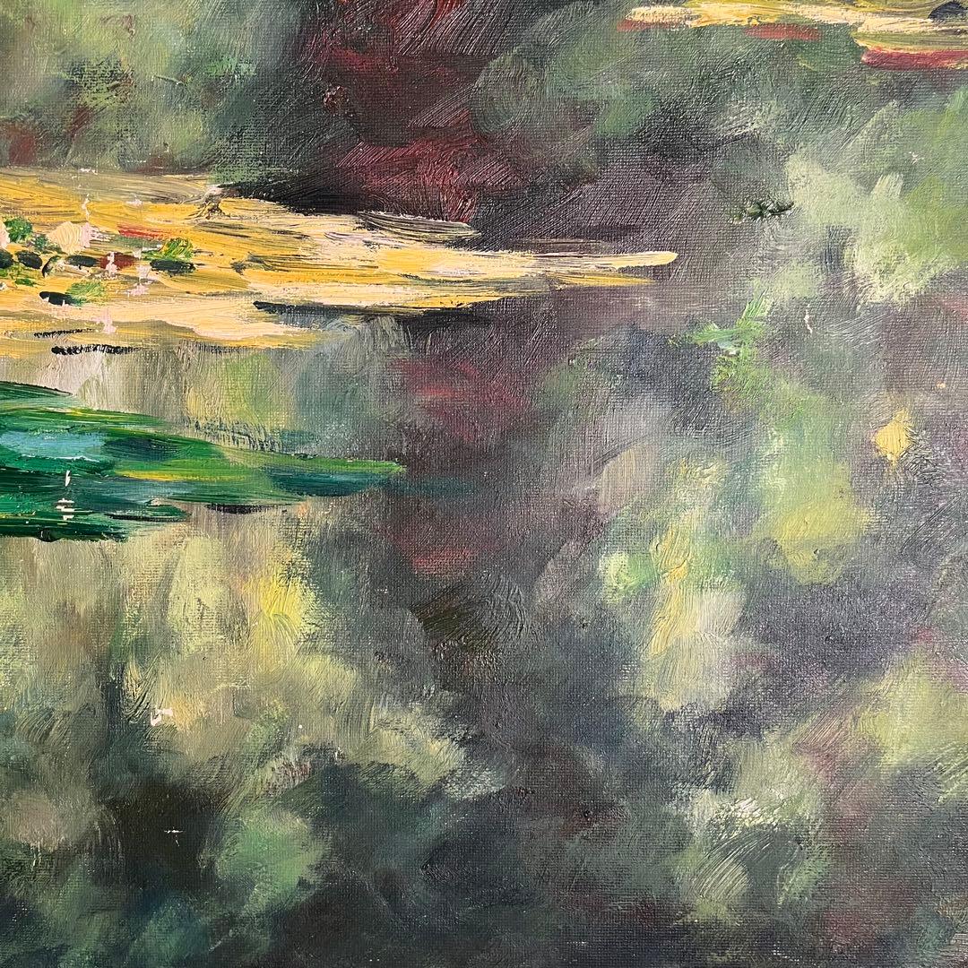 手書き油絵 クロード・モネ 睡蓮 額付 肉筆絵画 インテリア 有名絵画 油彩画