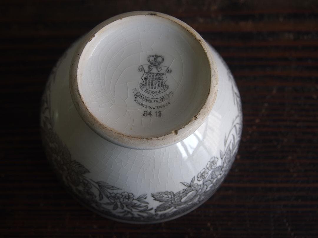 大きめヴィクトリアン様式 グリザイユ カフェオレボウルスペイン古陶/K280