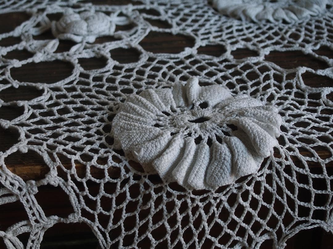 花の模様 かぎ針編みクロシェレース ベッドカバー アイリッシュクロシェ/K309