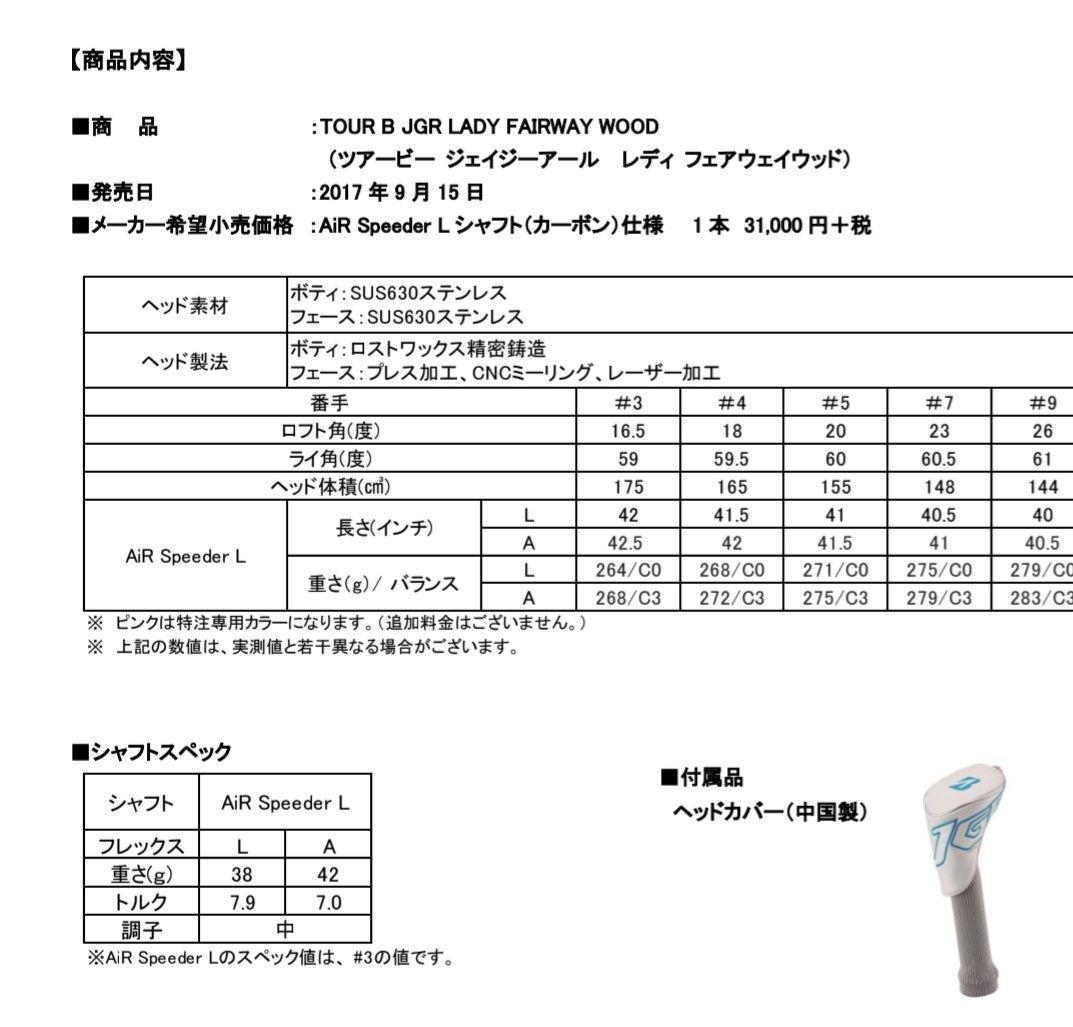 ブリヂストン TOUR B JGR レディース　ウッド、ユーティリティセット