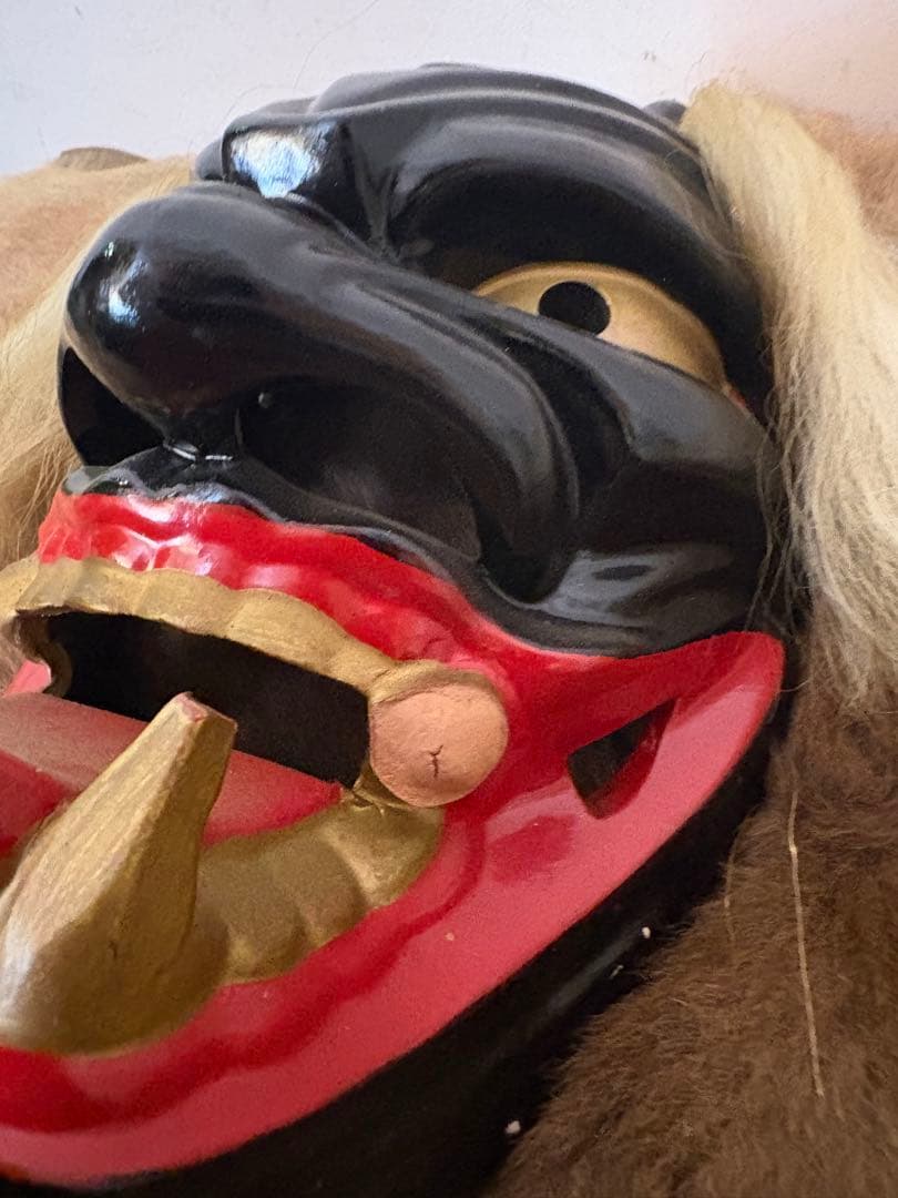 獣の顔 お面 鬼 能面　鬼面　ビンテージ　日本