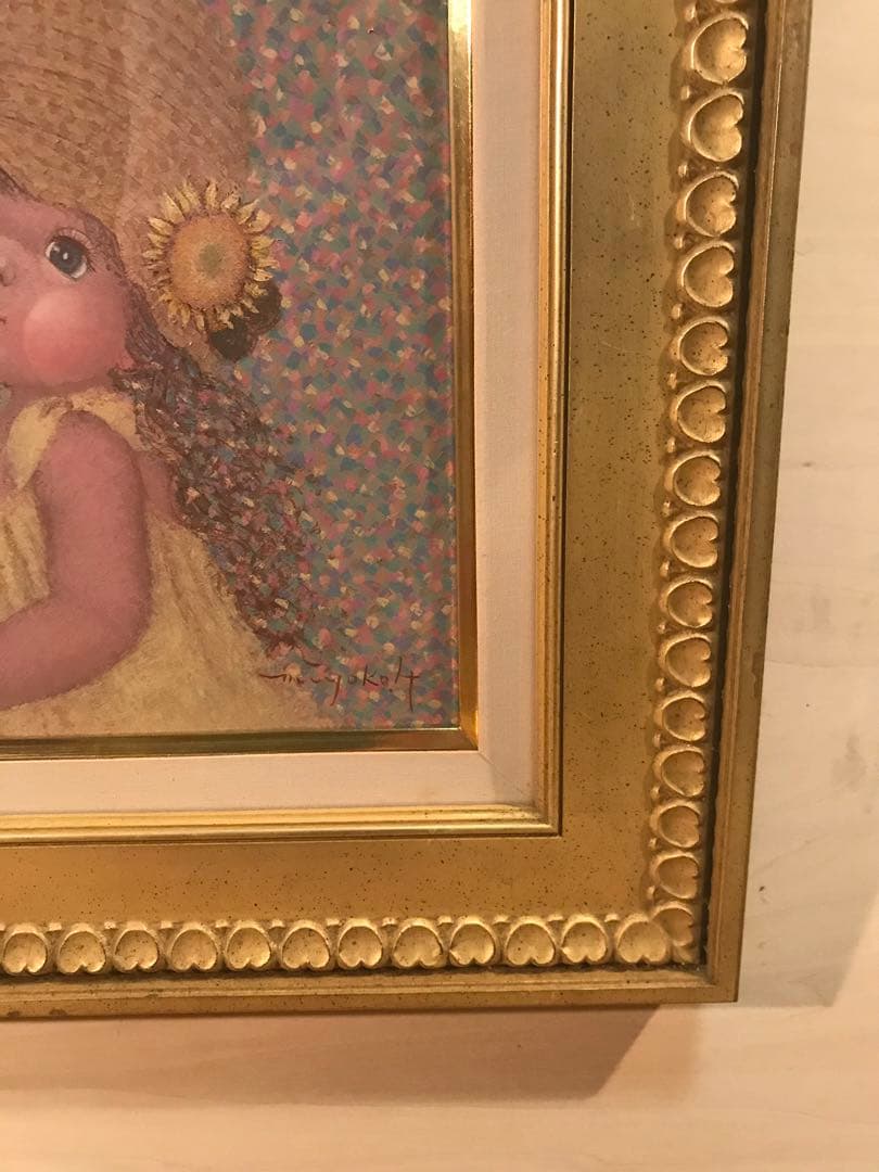 はしぐちみよこ「ひまわりの風」油彩Ｆ３号　画面右下・キャンバス裏に直筆サイン有り