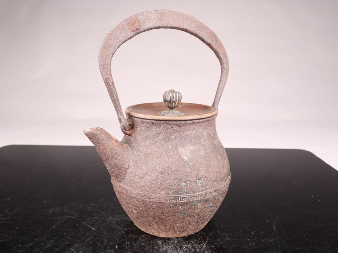 A274 【安之介系】 金銀象嵌 純銀摘 鉄瓶 無銘 水漏れ無し 時代錆びあり