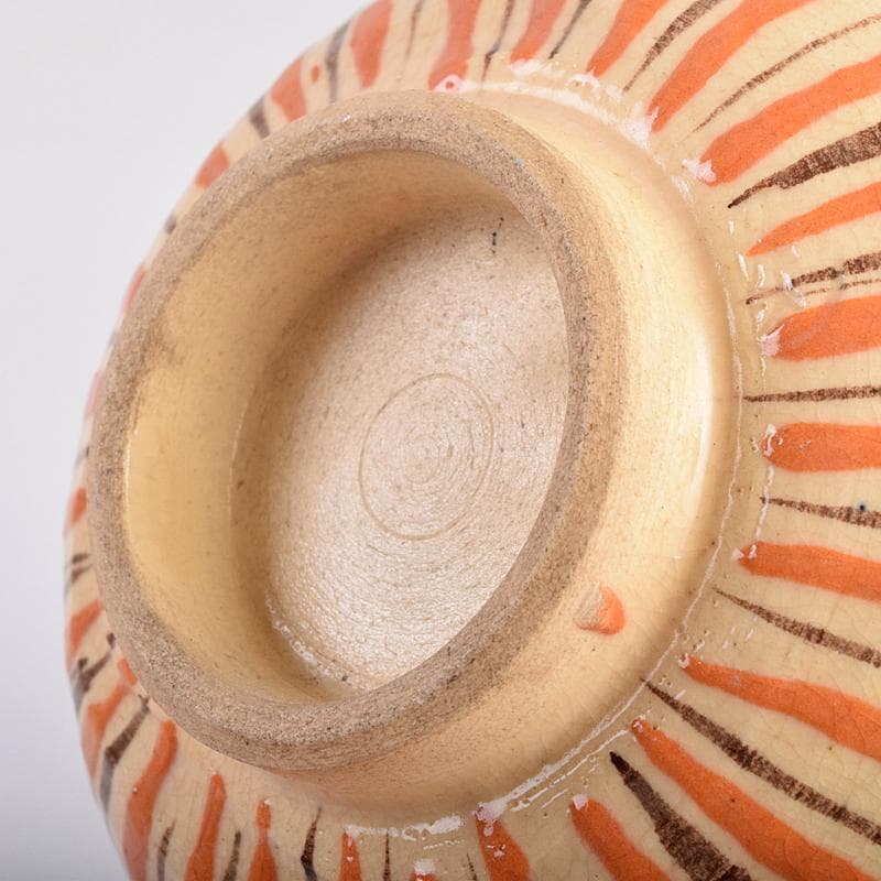 瀬戸焼　古瀬戸　加藤作助作　麦藁手　飯茶碗　蓋碗　十客　共箱　F　R8861B