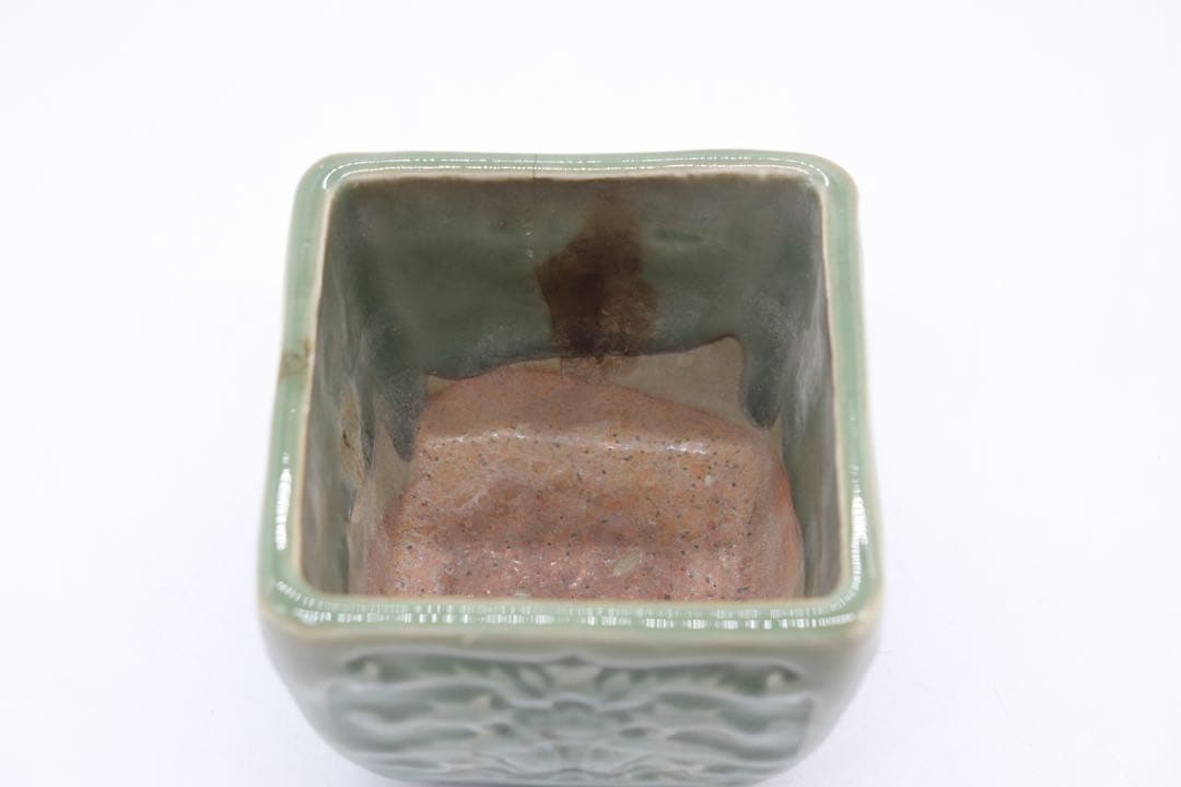 青磁　角香炉　龍泉青磁　送料込み0425