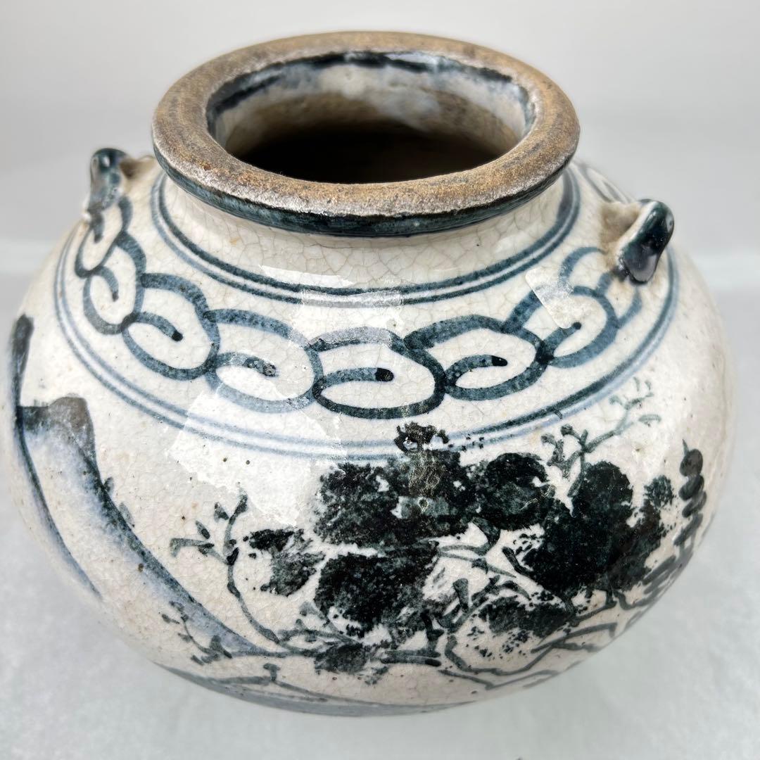 高橋 道八造染付 楼閣山水 花入 飾壺