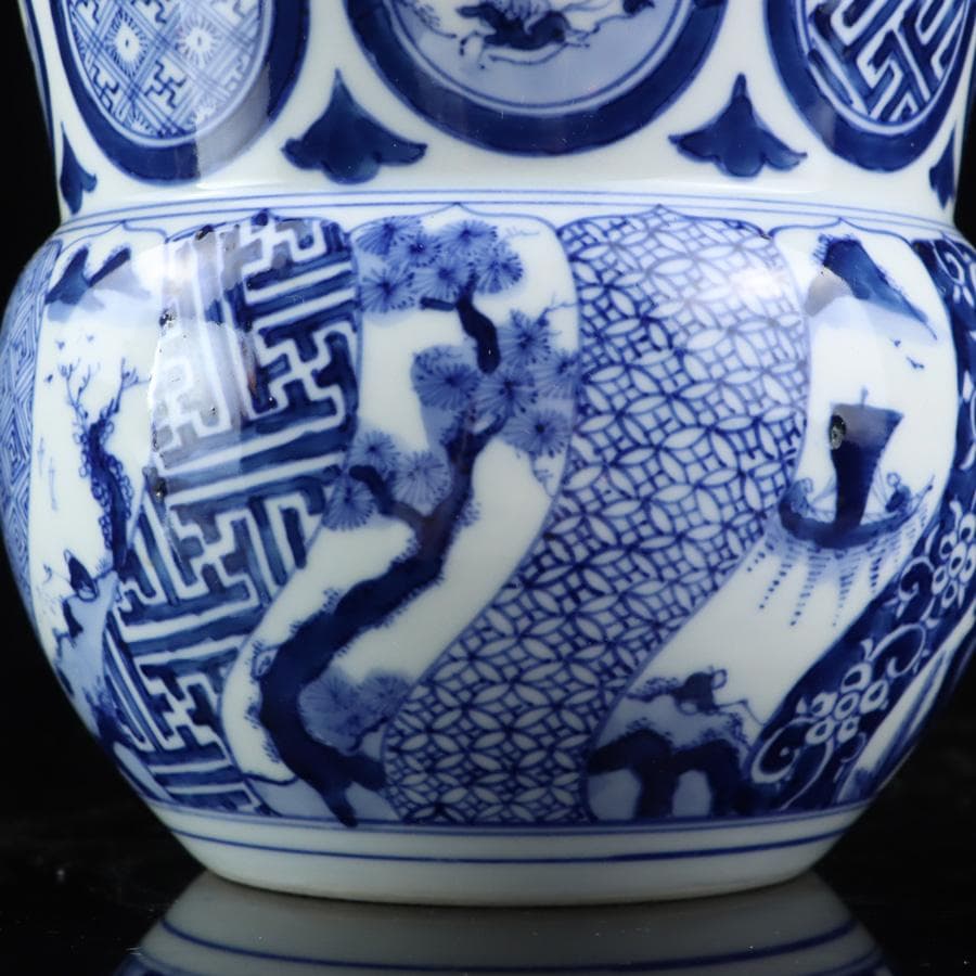 Y2904-4 茶道具 平安 春峰造 祥瑞丸文水指 共箱　　#14