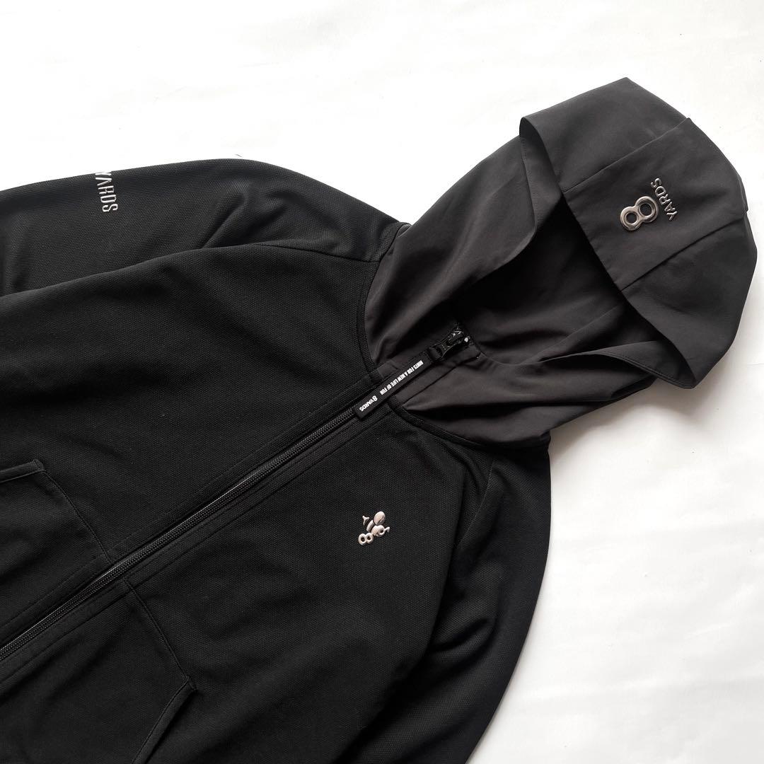 8YARDS ハチヤーズ　パーカー　切り替え　レディース　ゴルフ　S 黒　ロゴ