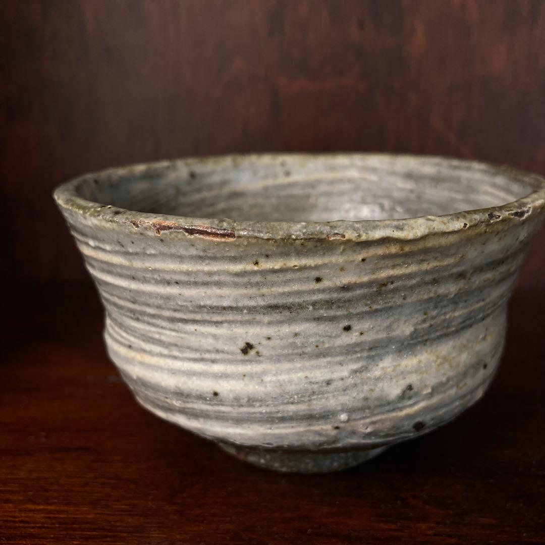 吉田明　刷毛目　三島　小服碗・湯呑　李朝　見事な花三嶋