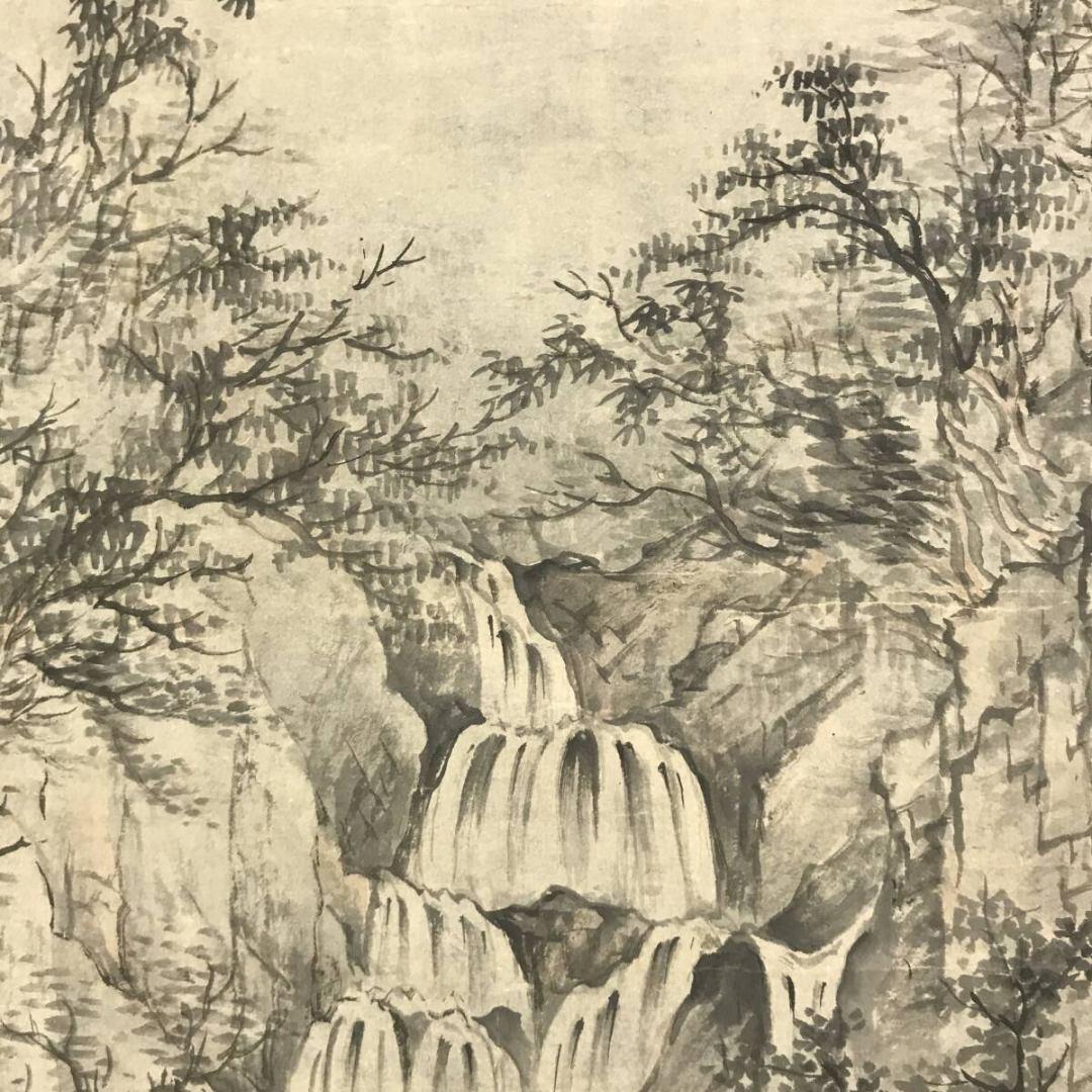 模写/長澤芦雪/長沢芦雪/滝山水図/掛軸☆宝船☆AK-422