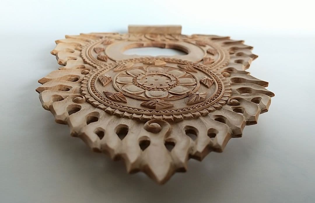 光背(3.5寸坐像用)#425 透し彫 火焔 ◆白檀 木彫 仏像付属品