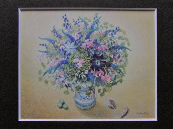 櫻庭優、『花』、希少画集より、状態良好、新品木製額・額装付