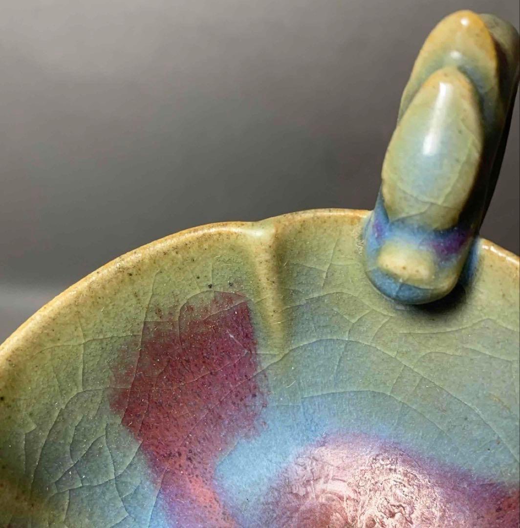 中国 花形托付　龍手付碗　f2220302