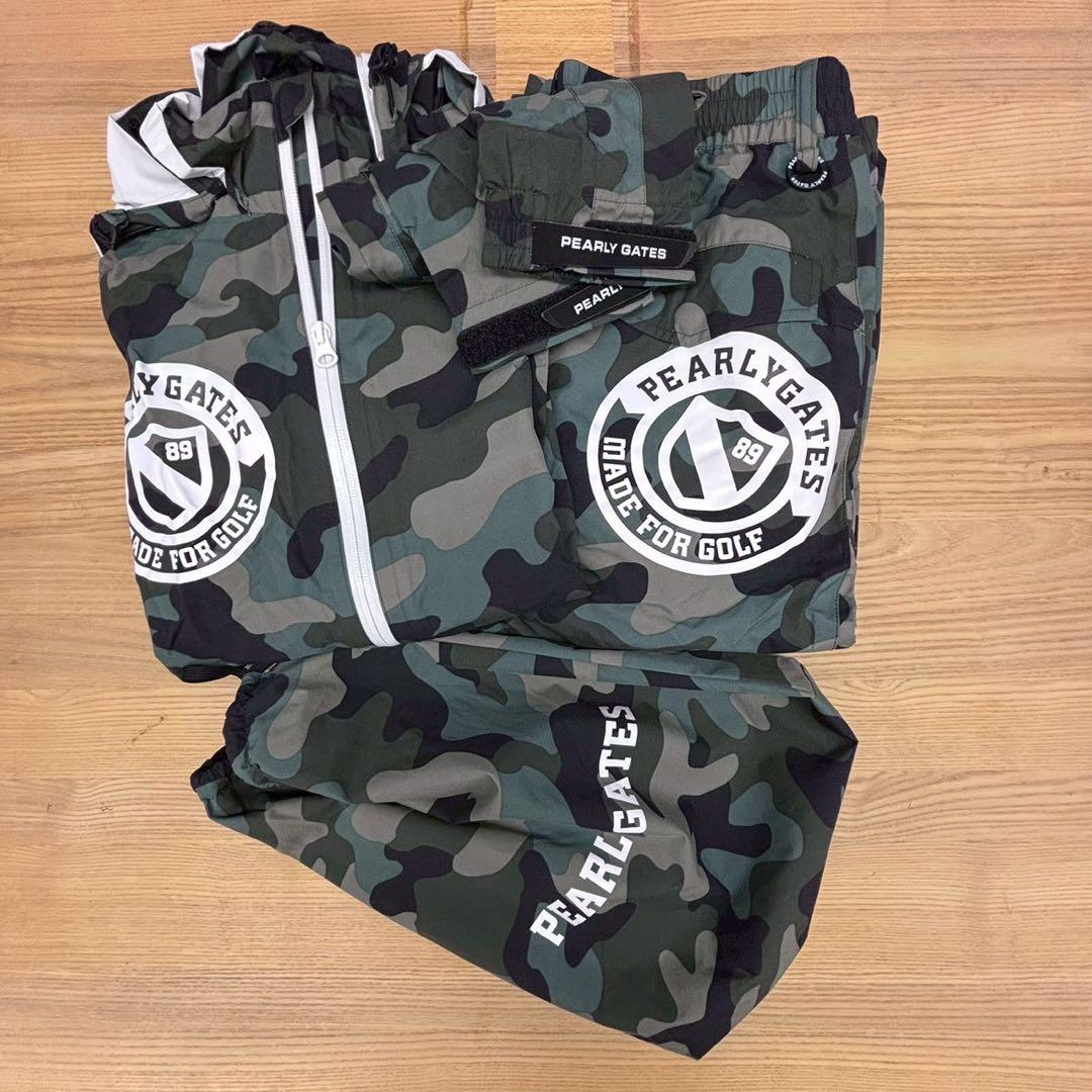 【未使用　美品】レインウェア　パーリーゲイツ　迷彩　カモフラ　上下セットサイズ4