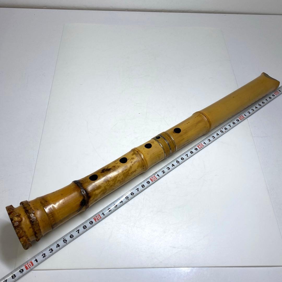 鳳舟在銘　銀三線尺八　約49cm 東N7-1026①