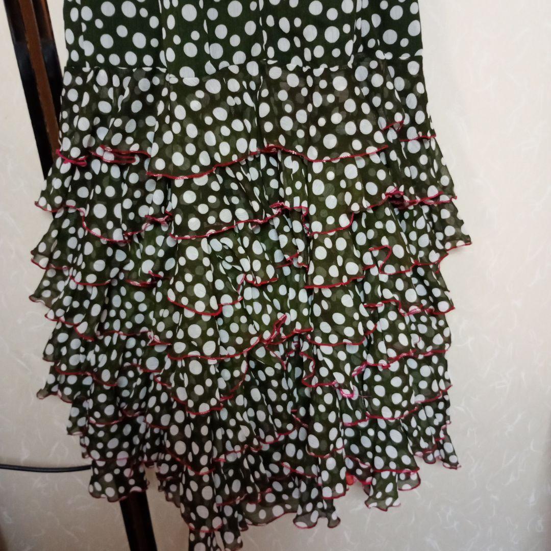 フラメンコ スカート 赤 水玉　スペイン製