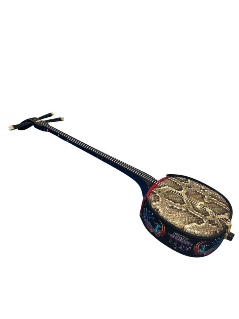 琉球　 沖縄三線 蛇皮 民族楽器　沖縄伝統楽器　バチ・ソフトケース付き