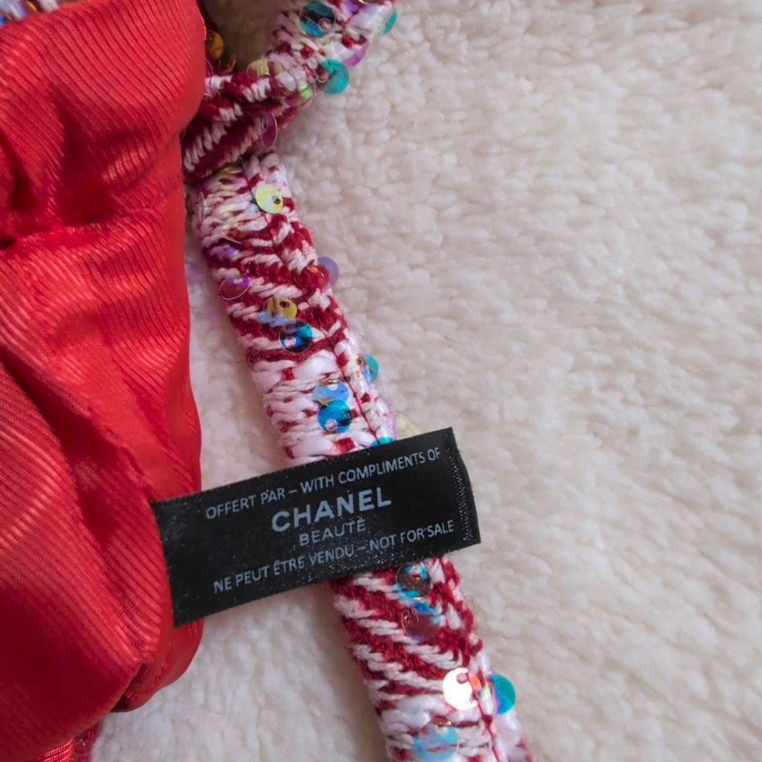 CHANELシャネル ココマークツイードスパンコール トートバッグ レッド