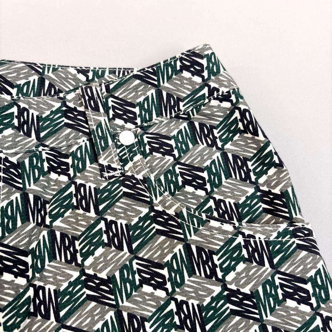 マスターバニーエディション　0/S ロングパンツ　総柄　ロゴ　グリーン系　春夏