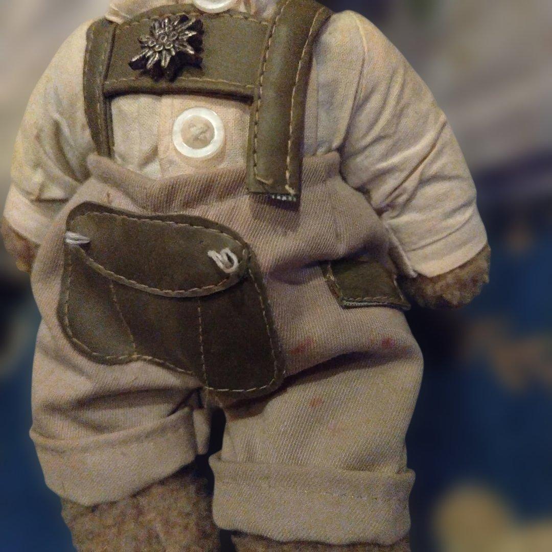 希少ヴィンテーテディベアジベージュのオーバーオールのぬいぐるみ