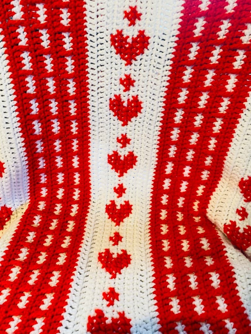 【USA vintage】グラニーブランケット　ハート柄