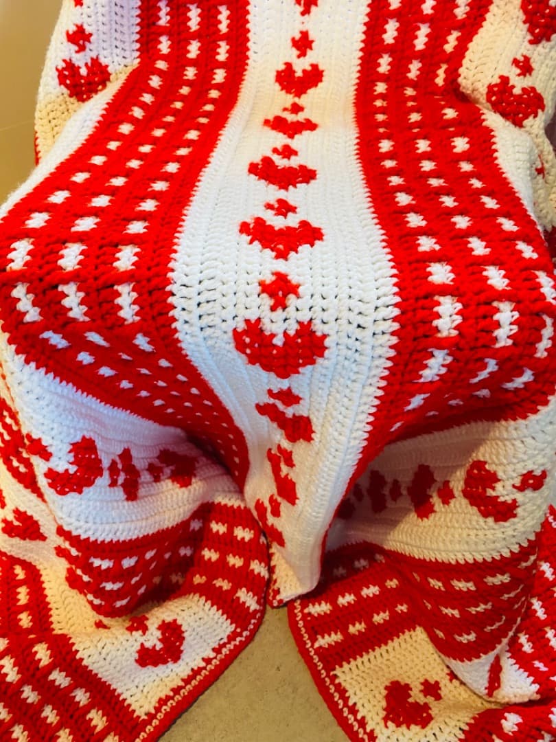 【USA vintage】グラニーブランケット　ハート柄