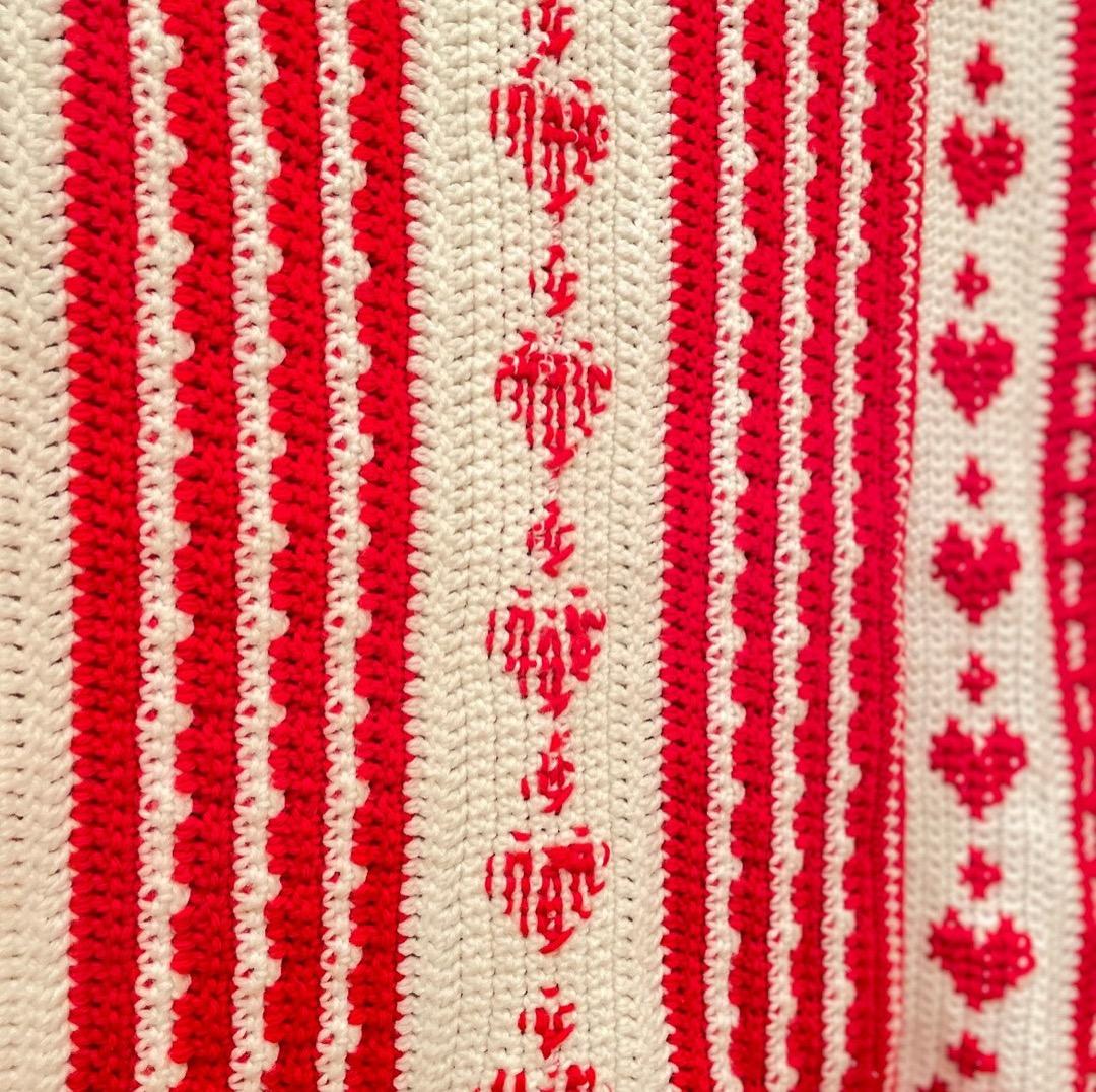 【USA vintage】グラニーブランケット　ハート柄