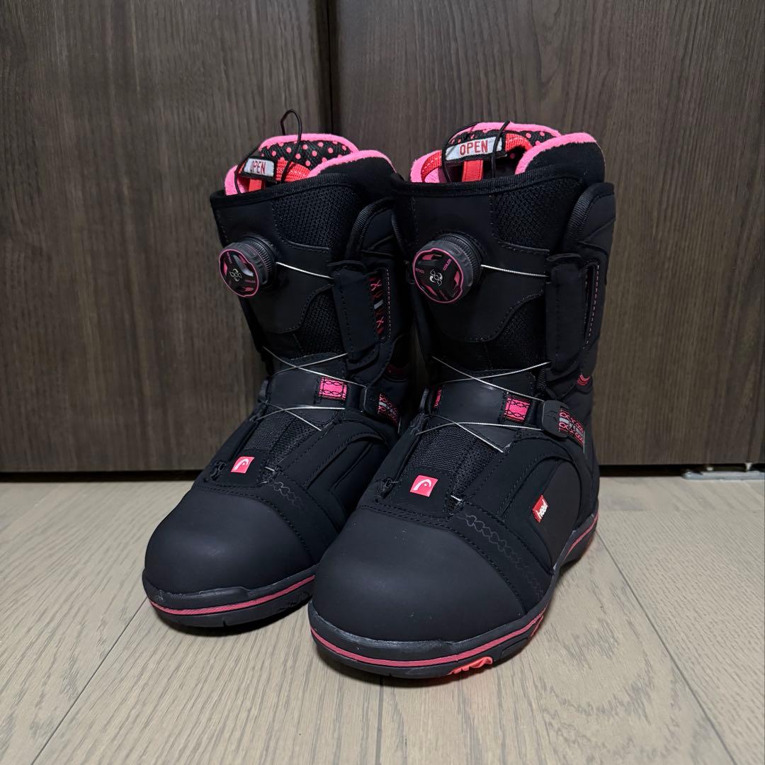 女性用スノーボードブーツ ブラック/ピンク 23cm