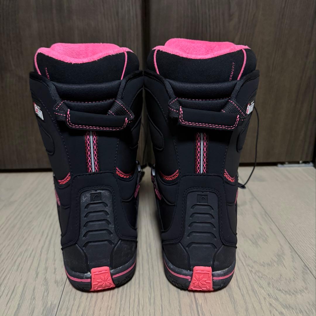 女性用スノーボードブーツ ブラック/ピンク 23cm