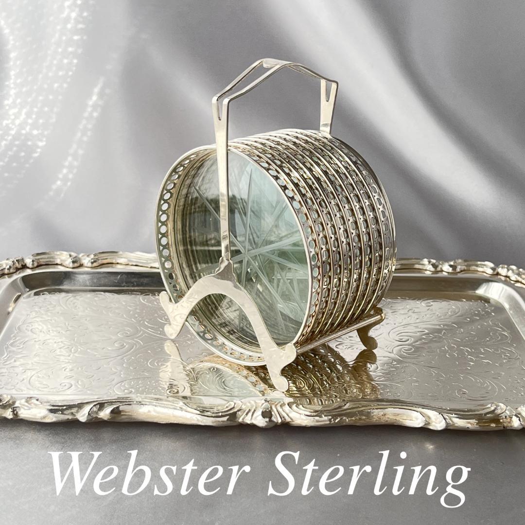 【Webster】ワイングラスコースター 8枚【純銀 / ガラス】 ホルダー