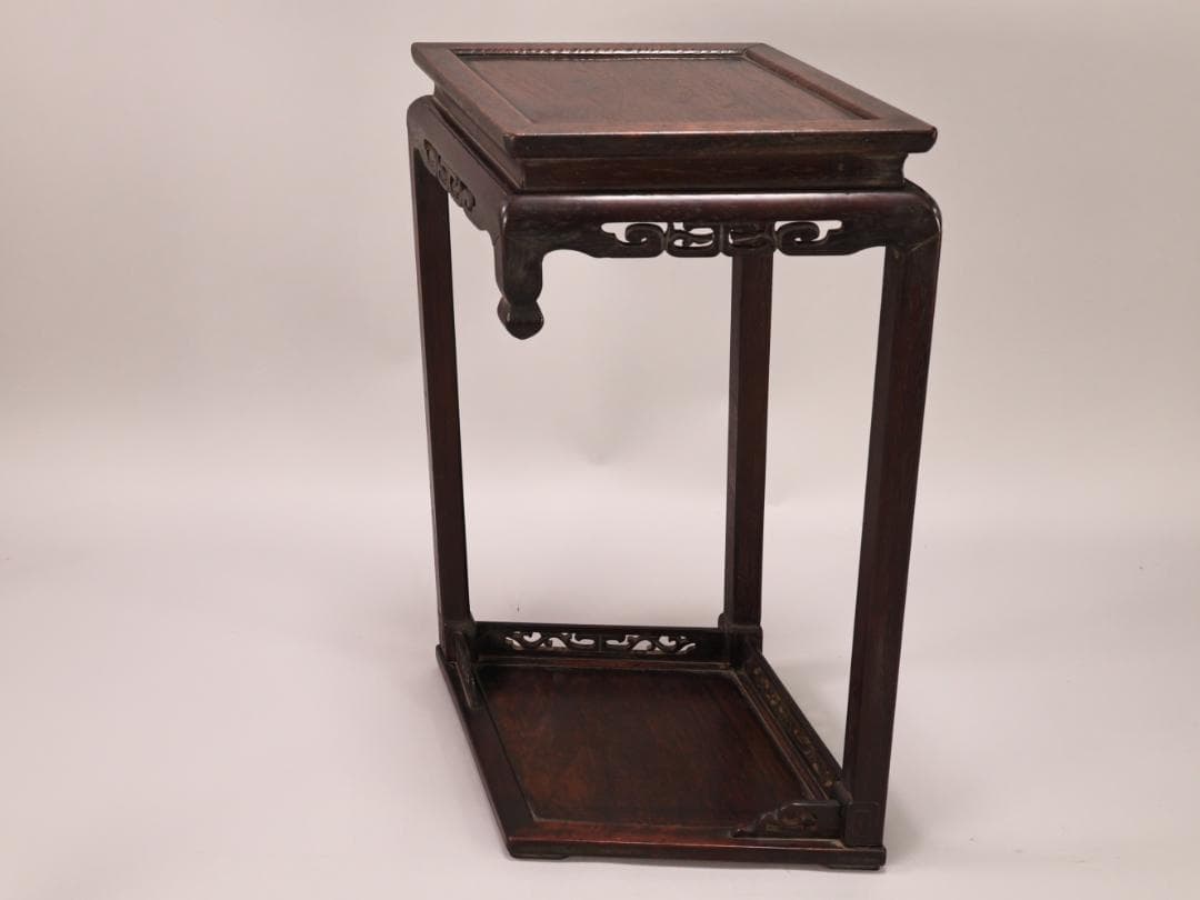 BK435　時代唐木　菱型　高卓　花台　香炉台　飾台　盆栽台　高さ約41㎝